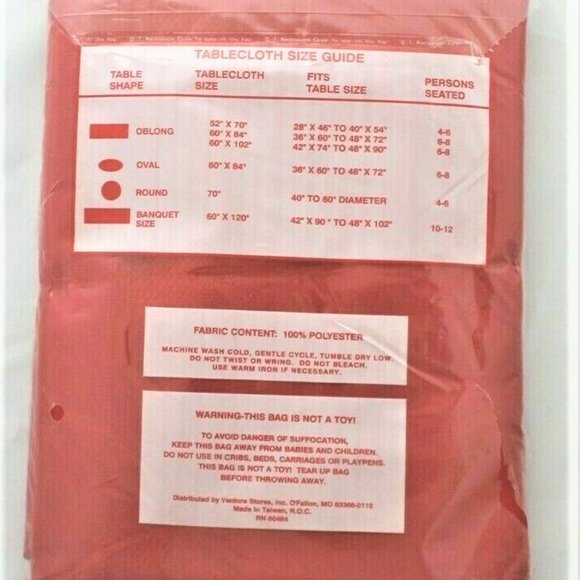 VTG Holiday Wishes Tablecloth Christmas Red Satin Stripe 60 X 102 Oblong NWT - Picture 2 of 3